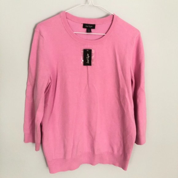 🎆 Lord & Taylor Pullover Women's L Rose Quartz Crew Neck Knit Sweater NWT - Picture 1 of 4